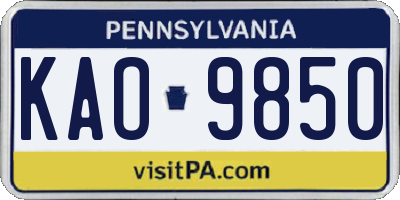 PA license plate KAO9850