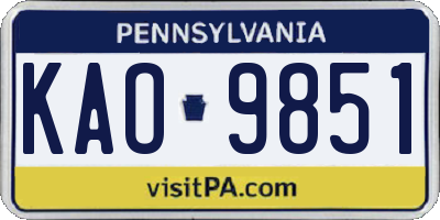 PA license plate KAO9851