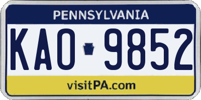 PA license plate KAO9852