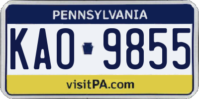PA license plate KAO9855