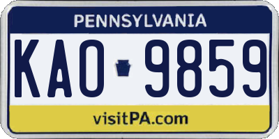 PA license plate KAO9859