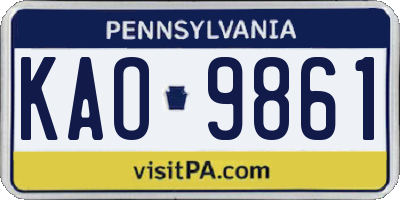 PA license plate KAO9861