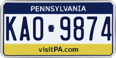 PA license plate KAO9874