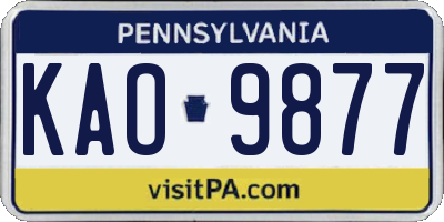 PA license plate KAO9877