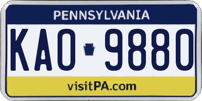 PA license plate KAO9880