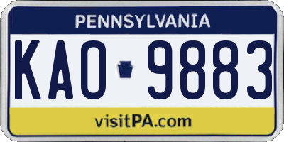 PA license plate KAO9883