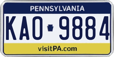 PA license plate KAO9884