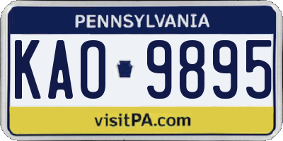PA license plate KAO9895