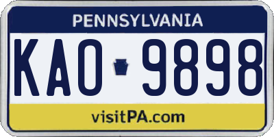 PA license plate KAO9898