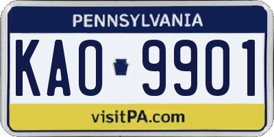 PA license plate KAO9901