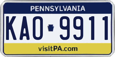 PA license plate KAO9911