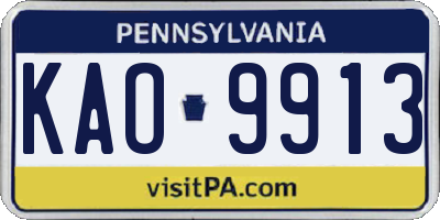 PA license plate KAO9913