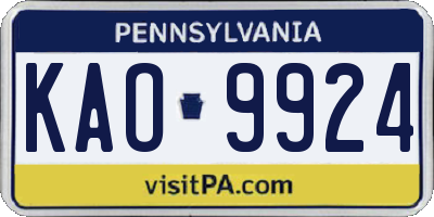 PA license plate KAO9924
