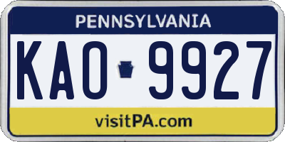PA license plate KAO9927