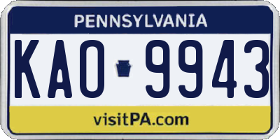 PA license plate KAO9943