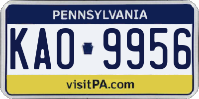 PA license plate KAO9956