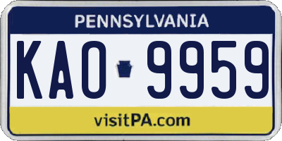 PA license plate KAO9959