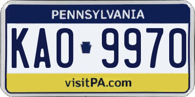 PA license plate KAO9970