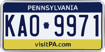 PA license plate KAO9971
