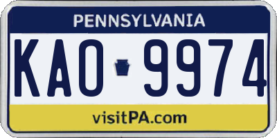 PA license plate KAO9974