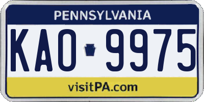 PA license plate KAO9975