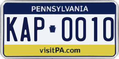 PA license plate KAP0010