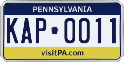 PA license plate KAP0011