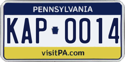 PA license plate KAP0014