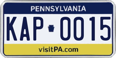 PA license plate KAP0015