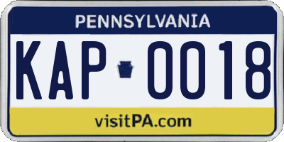 PA license plate KAP0018