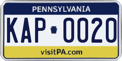 PA license plate KAP0020