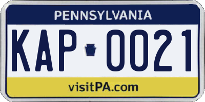 PA license plate KAP0021