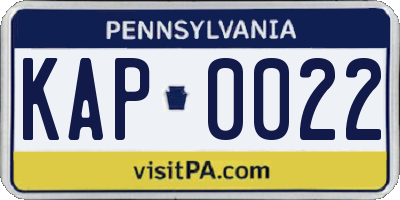 PA license plate KAP0022