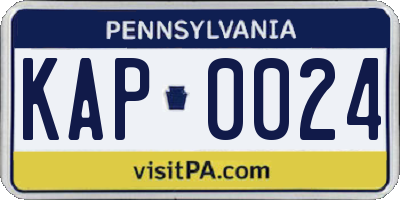 PA license plate KAP0024