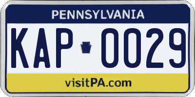 PA license plate KAP0029