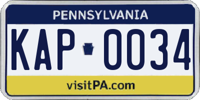 PA license plate KAP0034