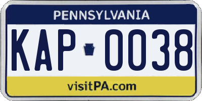 PA license plate KAP0038