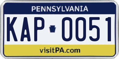 PA license plate KAP0051