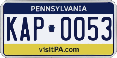 PA license plate KAP0053