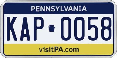 PA license plate KAP0058