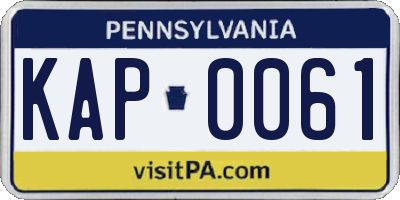 PA license plate KAP0061
