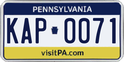 PA license plate KAP0071