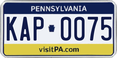 PA license plate KAP0075