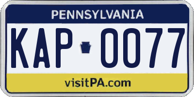 PA license plate KAP0077