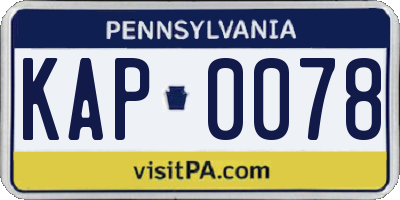 PA license plate KAP0078