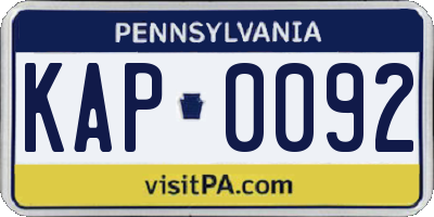 PA license plate KAP0092