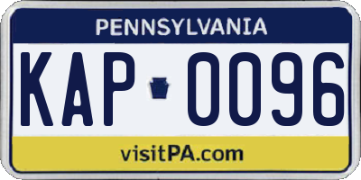 PA license plate KAP0096