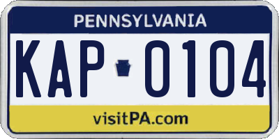 PA license plate KAP0104