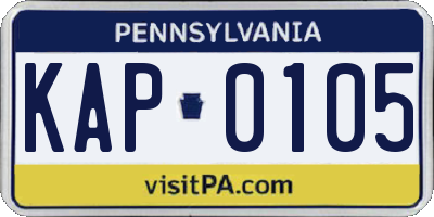 PA license plate KAP0105