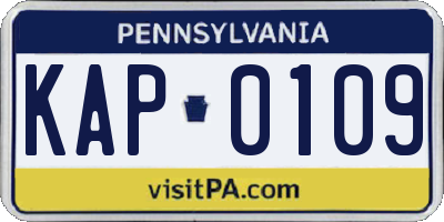 PA license plate KAP0109